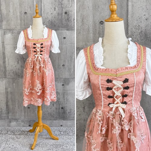 Pink dirndl dress lace - dirndl,