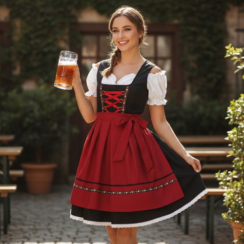 Elegant red piece dirndl - elegant,